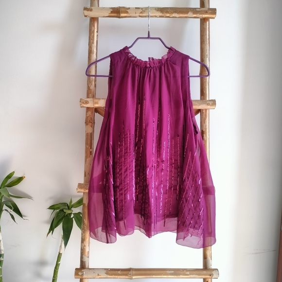 Sequin Flowy Magenta Top - Picture 9 of 16